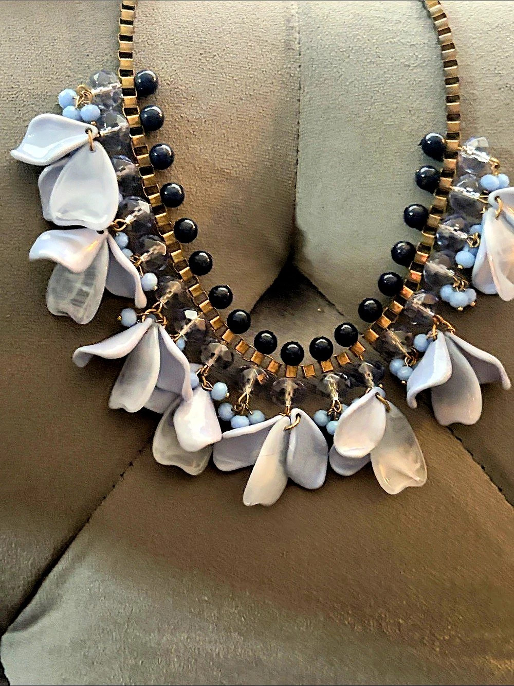 INC International Concepts Gold-Tone Blue Petal Statement Necklace